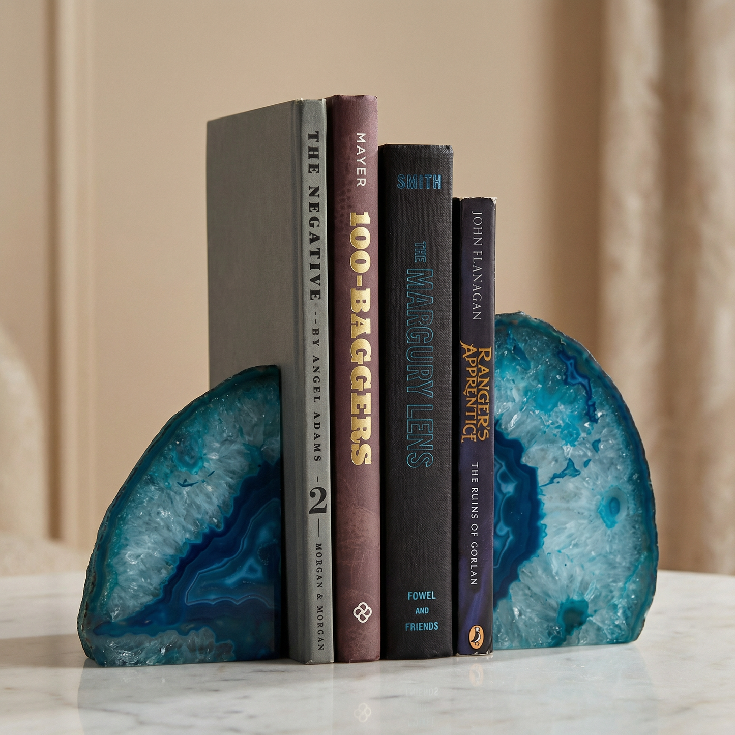 Templis Buchstützen-Set aus blauem Achat, 2-teilig