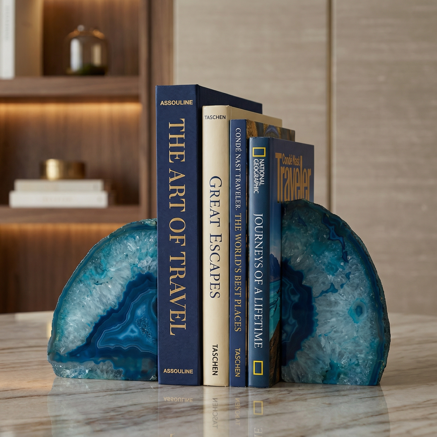 Templis Buchstützen-Set aus blauem Achat, 2-teilig