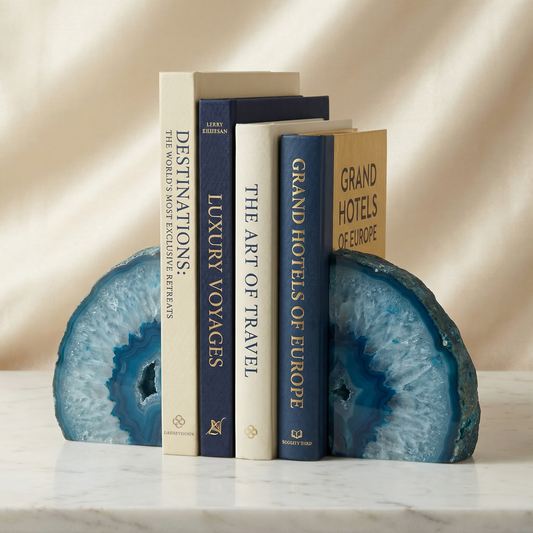 Templis Buchstützen-Set aus blauem Achat, 2-teilig